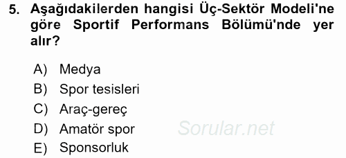 Spor Ekonomisi 2017 - 2018 Ara Sınavı 5.Soru