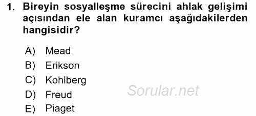 Anne Baba Eğitimi 2016 - 2017 Ara Sınavı 1.Soru