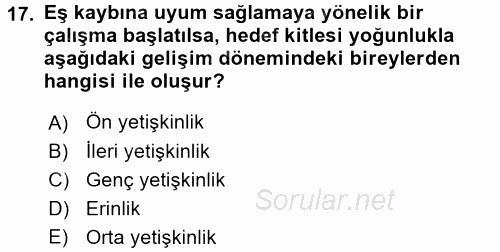 Anne Baba Eğitimi 2016 - 2017 Ara Sınavı 17.Soru
