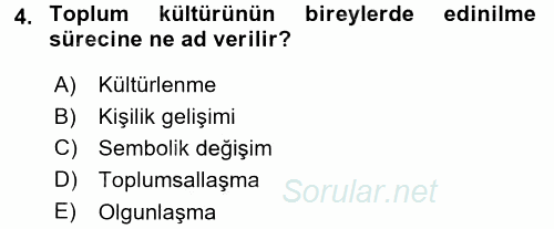 Anne Baba Eğitimi 2016 - 2017 Ara Sınavı 4.Soru