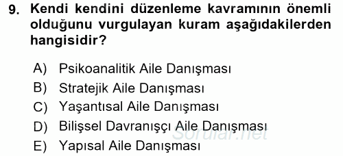 Anne Baba Eğitimi 2016 - 2017 Ara Sınavı 9.Soru