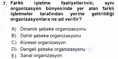 Yönetimde Güncel Yaklaşımlar 2015 - 2016 Dönem Sonu Sınavı 7.Soru