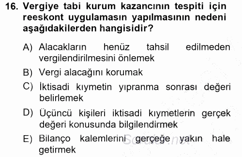 Özel Vergi Hukuku 1 2012 - 2013 Dönem Sonu Sınavı 16.Soru