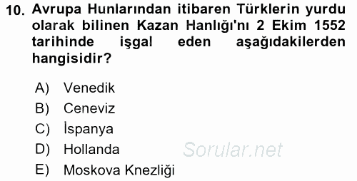 Sömürgecilik Tarihi (Afrika-Asya) 2015 - 2016 Dönem Sonu Sınavı 10.Soru