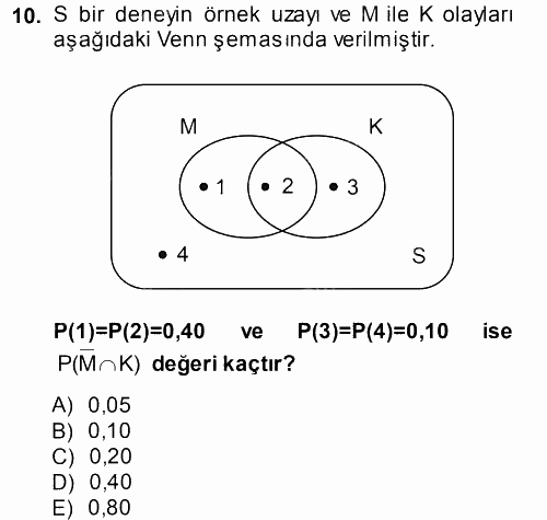 İstatistik 1 2013 - 2014 Tek Ders Sınavı 10.Soru