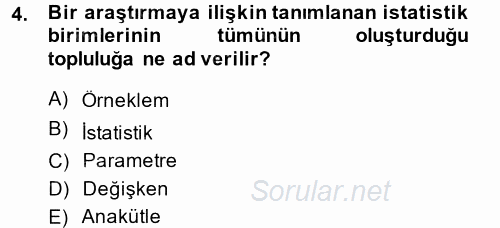 İstatistik 1 2013 - 2014 Tek Ders Sınavı 4.Soru