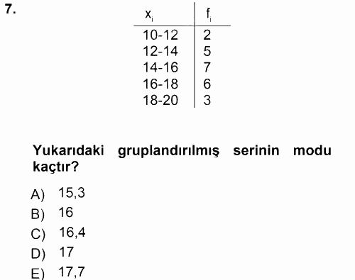 İstatistik 1 2013 - 2014 Tek Ders Sınavı 7.Soru