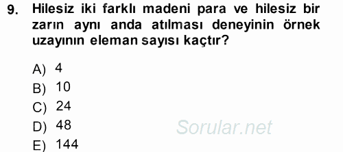İstatistik 1 2013 - 2014 Tek Ders Sınavı 9.Soru