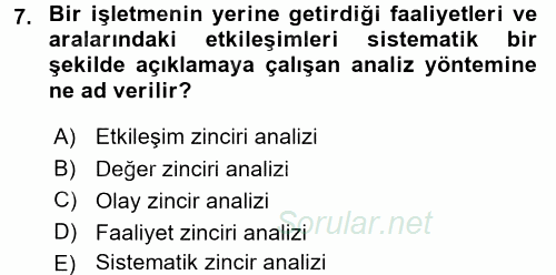 Stratejik Yönetim 2 2017 - 2018 Ara Sınavı 7.Soru