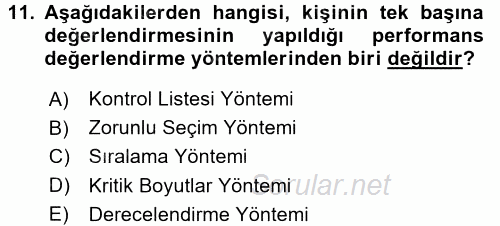 Çalışma Psikolojisi 2017 - 2018 Ara Sınavı 11.Soru