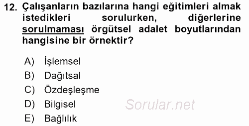 Çalışma Psikolojisi 2017 - 2018 Ara Sınavı 12.Soru