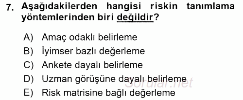 Bankacılık Ve Sigortacılığa Giriş 2015 - 2016 Tek Ders Sınavı 7.Soru
