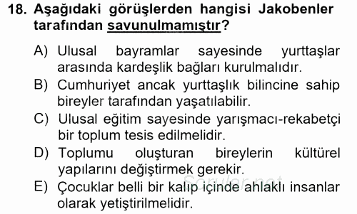 Siyasi Düşünceler Tarihi 2013 - 2014 Dönem Sonu Sınavı 18.Soru