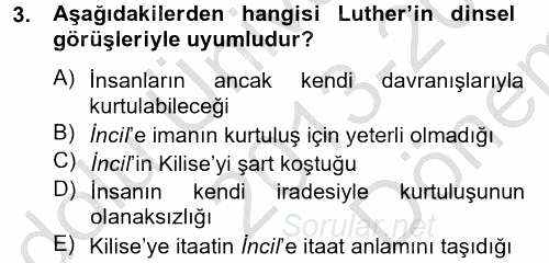 Siyasi Düşünceler Tarihi 2013 - 2014 Dönem Sonu Sınavı 3.Soru