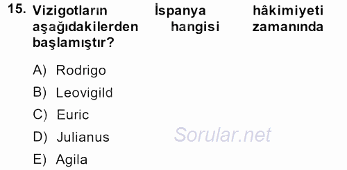 İslam Tarihi ve Medeniyeti 1 2013 - 2014 Dönem Sonu Sınavı 15.Soru
