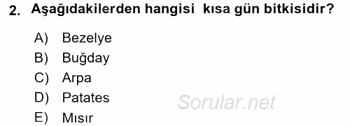 Tarla Bitkileri 1 2015 - 2016 Ara Sınavı 2.Soru