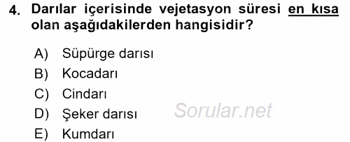 Tarla Bitkileri 1 2015 - 2016 Ara Sınavı 4.Soru