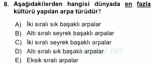 Tarla Bitkileri 1 2015 - 2016 Ara Sınavı 8.Soru