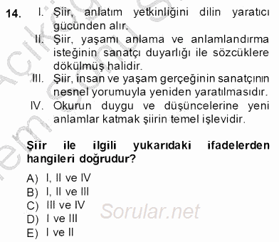 Okulöncesinde Çocuk Edebiyatı 2012 - 2013 Dönem Sonu Sınavı 14.Soru