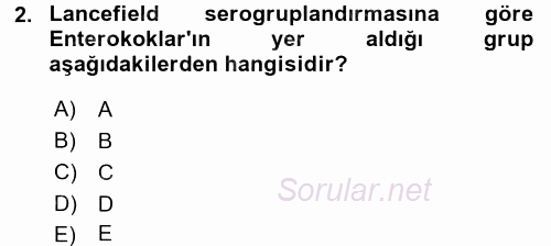 Veteriner Mikrobiyoloji ve Epidemiyoloji 2015 - 2016 Dönem Sonu Sınavı 2.Soru