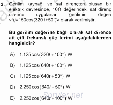 Güç Sistemleri Analizi 2015 - 2016 Ara Sınavı 3.Soru