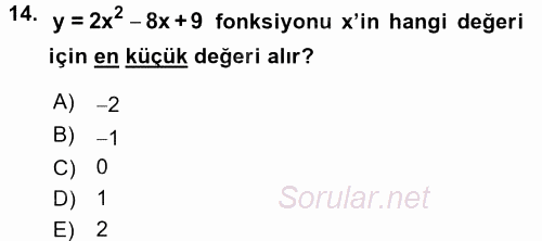 Coğrafi Bilgi Sistemleri İçin Temel Matematik 2017 - 2018 3 Ders Sınavı 14.Soru