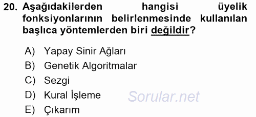 Coğrafi Bilgi Sistemleri İçin Temel Matematik 2017 - 2018 3 Ders Sınavı 20.Soru