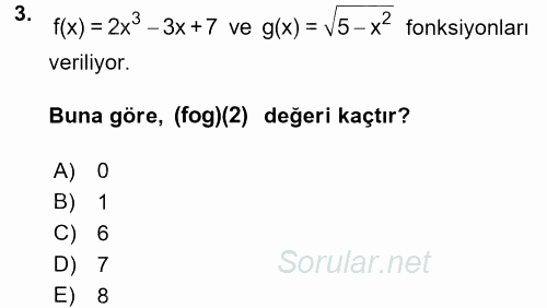 Coğrafi Bilgi Sistemleri İçin Temel Matematik 2017 - 2018 3 Ders Sınavı 3.Soru