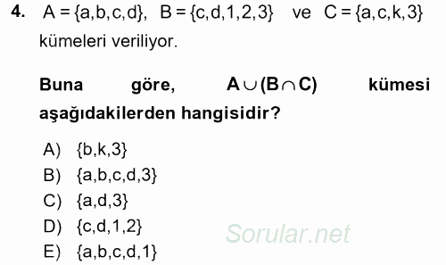 Coğrafi Bilgi Sistemleri İçin Temel Matematik 2017 - 2018 3 Ders Sınavı 4.Soru