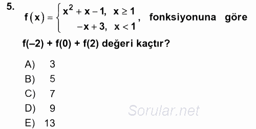 Coğrafi Bilgi Sistemleri İçin Temel Matematik 2017 - 2018 3 Ders Sınavı 5.Soru
