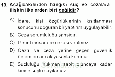 Yurttaşlık ve Çevre Bilgisi 2014 - 2015 Ara Sınavı 10.Soru