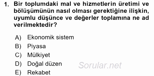 Türkiye´nin Toplumsal Yapısı 2017 - 2018 3 Ders Sınavı 1.Soru