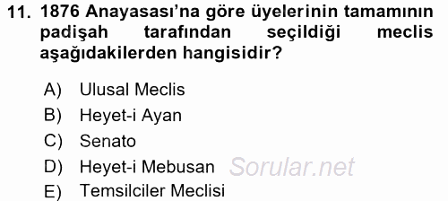 Türkiye´nin Toplumsal Yapısı 2017 - 2018 3 Ders Sınavı 11.Soru