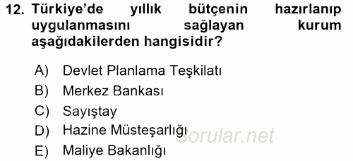 Türkiye´nin Toplumsal Yapısı 2017 - 2018 3 Ders Sınavı 12.Soru