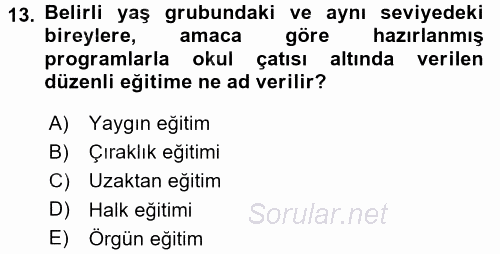 Türkiye´nin Toplumsal Yapısı 2017 - 2018 3 Ders Sınavı 13.Soru