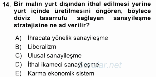 Türkiye´nin Toplumsal Yapısı 2017 - 2018 3 Ders Sınavı 14.Soru