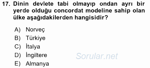 Türkiye´nin Toplumsal Yapısı 2017 - 2018 3 Ders Sınavı 17.Soru