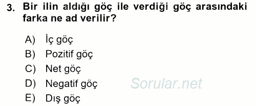 Türkiye´nin Toplumsal Yapısı 2017 - 2018 3 Ders Sınavı 3.Soru