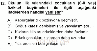 Erken Çocukluk Döneminde Gelişim 1 2013 - 2014 Dönem Sonu Sınavı 12.Soru