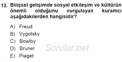 Erken Çocukluk Döneminde Gelişim 1 2013 - 2014 Dönem Sonu Sınavı 13.Soru
