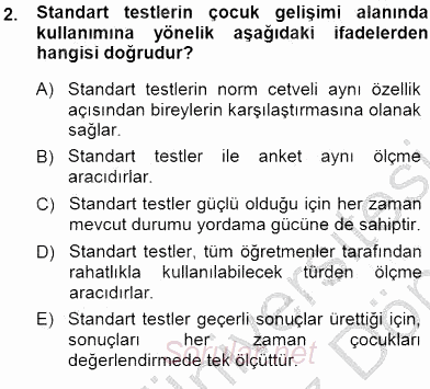 Erken Çocukluk Döneminde Gelişim 1 2013 - 2014 Dönem Sonu Sınavı 2.Soru