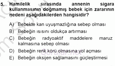 Erken Çocukluk Döneminde Gelişim 1 2013 - 2014 Dönem Sonu Sınavı 5.Soru