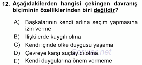 Etkili İletişim Teknikleri 2017 - 2018 Dönem Sonu Sınavı 12.Soru