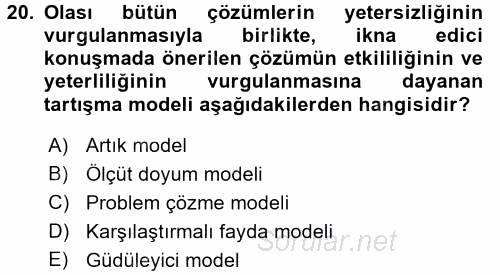 Etkili İletişim Teknikleri 2017 - 2018 Dönem Sonu Sınavı 20.Soru