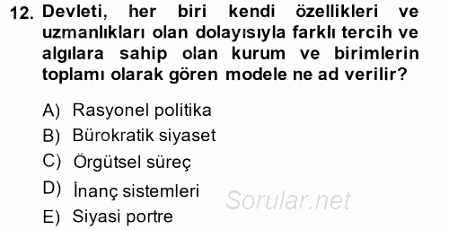 Diş Politika Analizi 2014 - 2015 Ara Sınavı 12.Soru