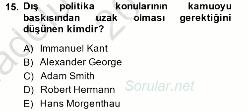Diş Politika Analizi 2014 - 2015 Ara Sınavı 15.Soru