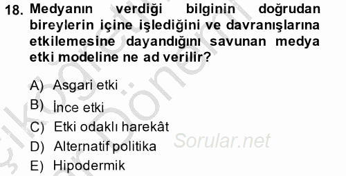 Diş Politika Analizi 2014 - 2015 Ara Sınavı 18.Soru