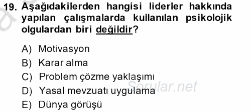 Diş Politika Analizi 2014 - 2015 Ara Sınavı 19.Soru