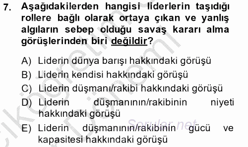 Diş Politika Analizi 2014 - 2015 Ara Sınavı 7.Soru