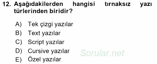 İletişim Ortamları Tasarımı 2016 - 2017 Ara Sınavı 12.Soru